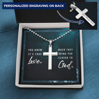 Faith Personalized Cross Necklace for him - Show your true love for him by bringing him closer to God
