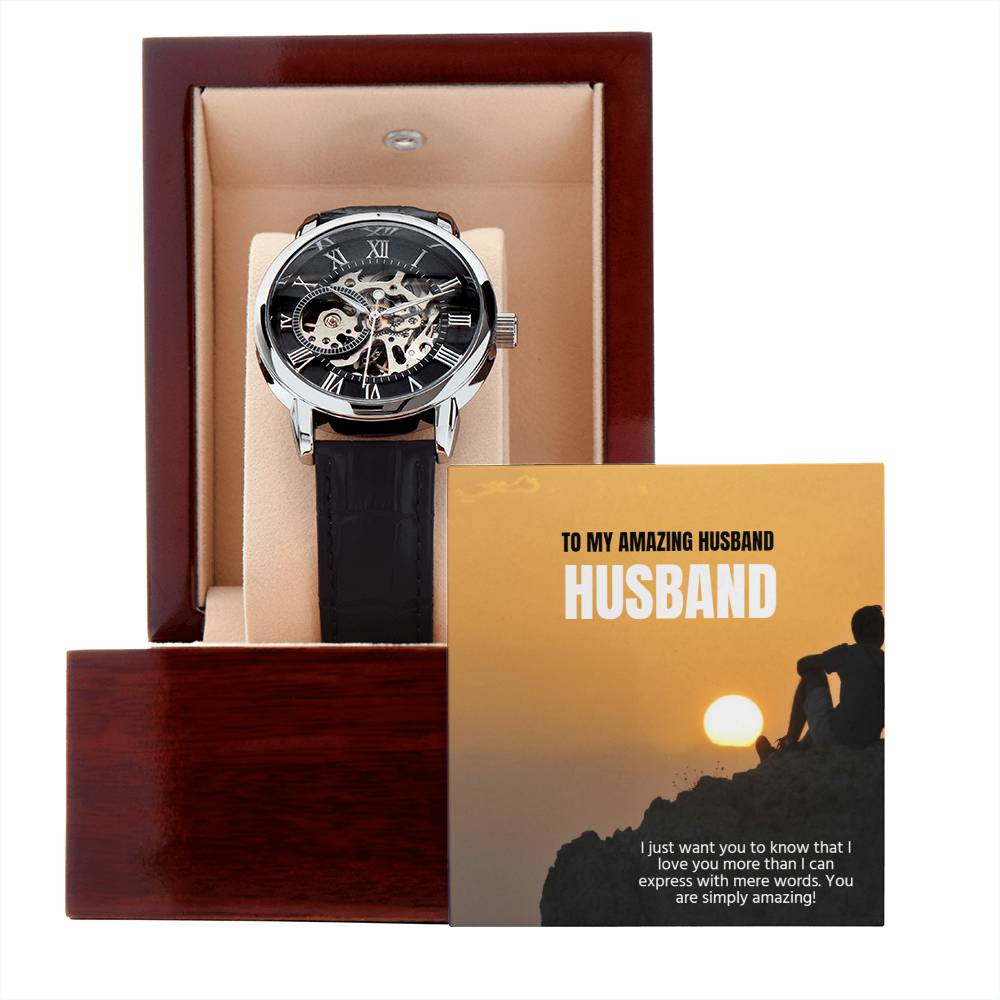 Classy Men's Openwork Watch - Customized Gift Watch for Men