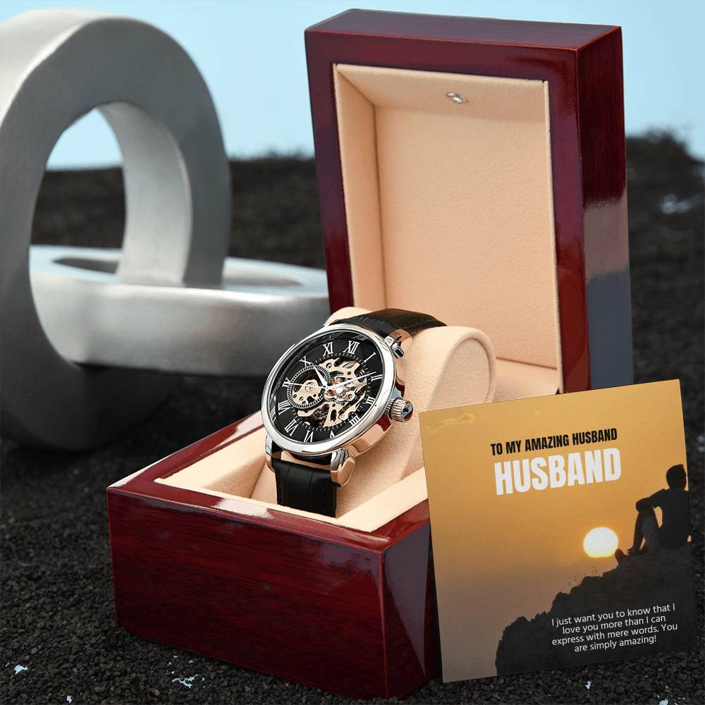 Classy Men's Openwork Watch - Customized Gift Watch for Men