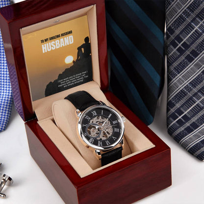 Classy Men's Openwork Watch - Customized Gift Watch for Men